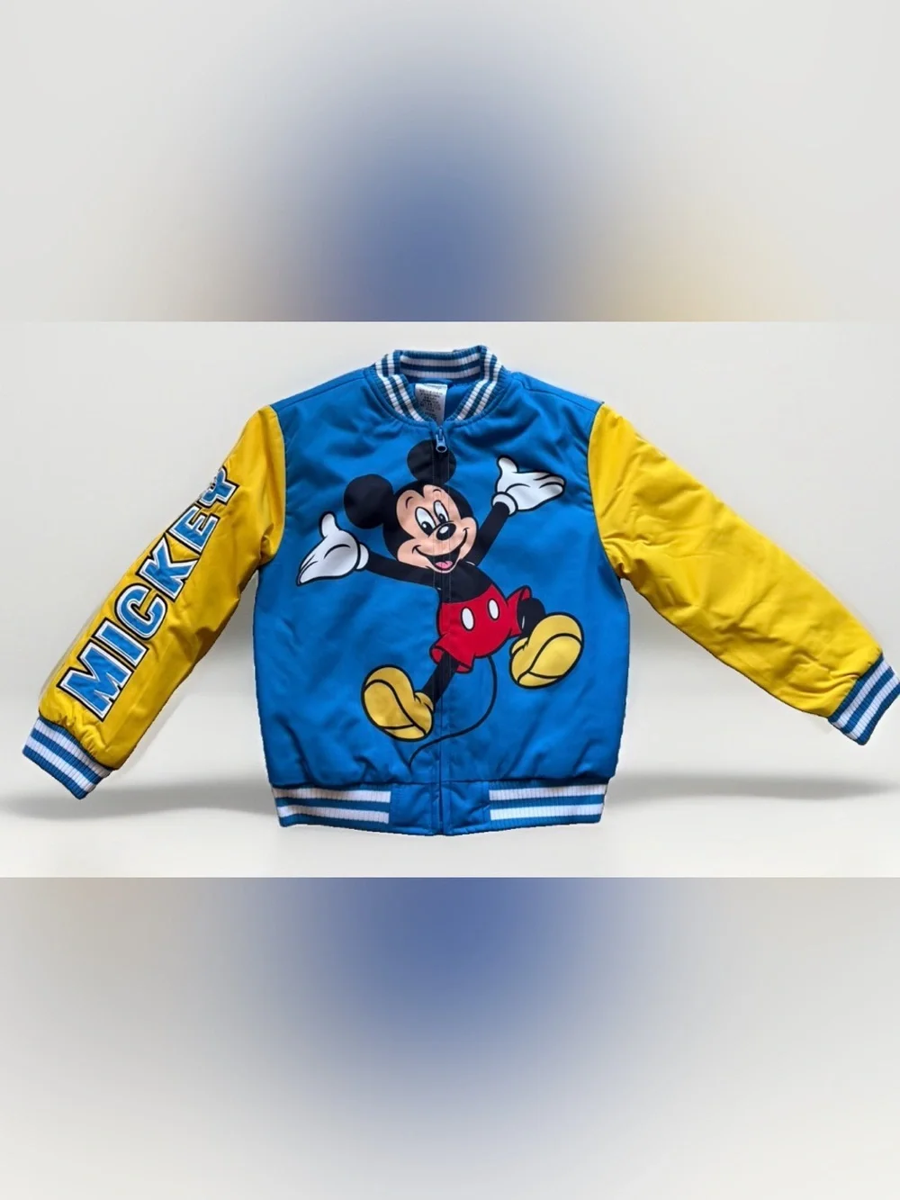 Disney Store Mickey Mouse Back to Front Varsity Bomber Jacket Kids 7/8 NWT